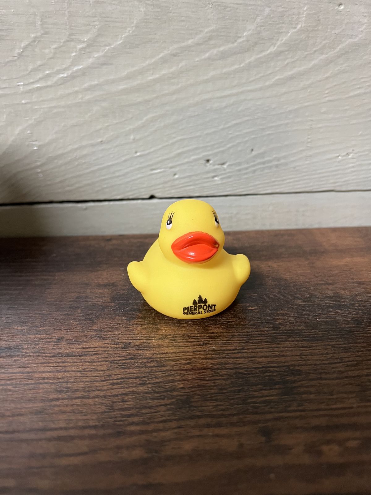 Yellow rubber duck with a Pierpont logo